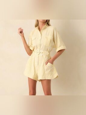 PROSPERINA CHLOE LEMONADE YELLOW STRIPE COTTON ROMPER